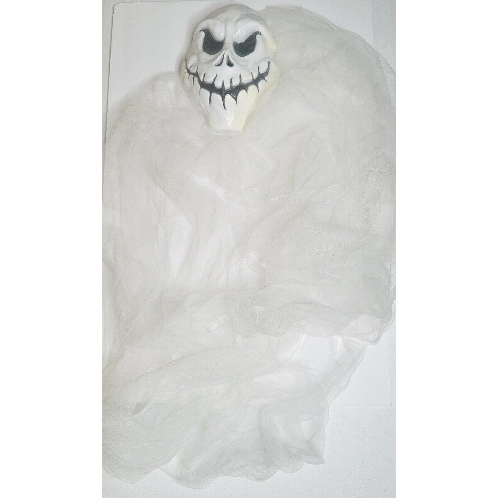 Scary Ghost White Plastic Face Mask Decor‎ with Long White Flowy Tulle